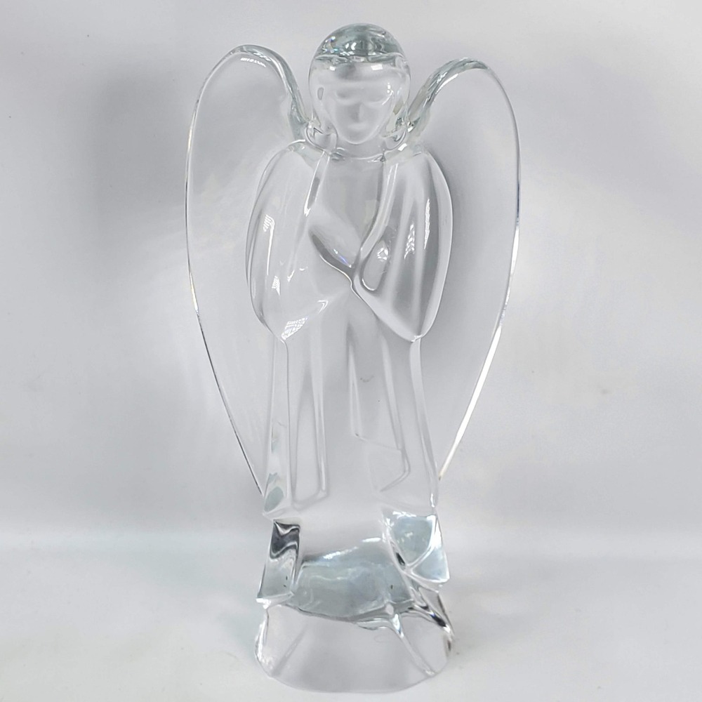 Baccarat Crystal Angel Figurine Clear France Signed Art Glass Decor Praying